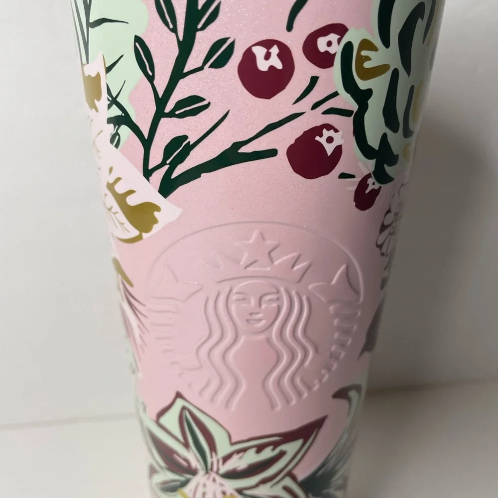 New Starbucks Pink Enchanted Forest Stainless Steel Tumbler - Picture 2 of 8